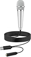 Vista 8 de Mini micrófono de karaoke USB C para teléfono Android, laptop, tabletas, pequeño micrófono ASMR para grabación de video de voz, canto, vlogging