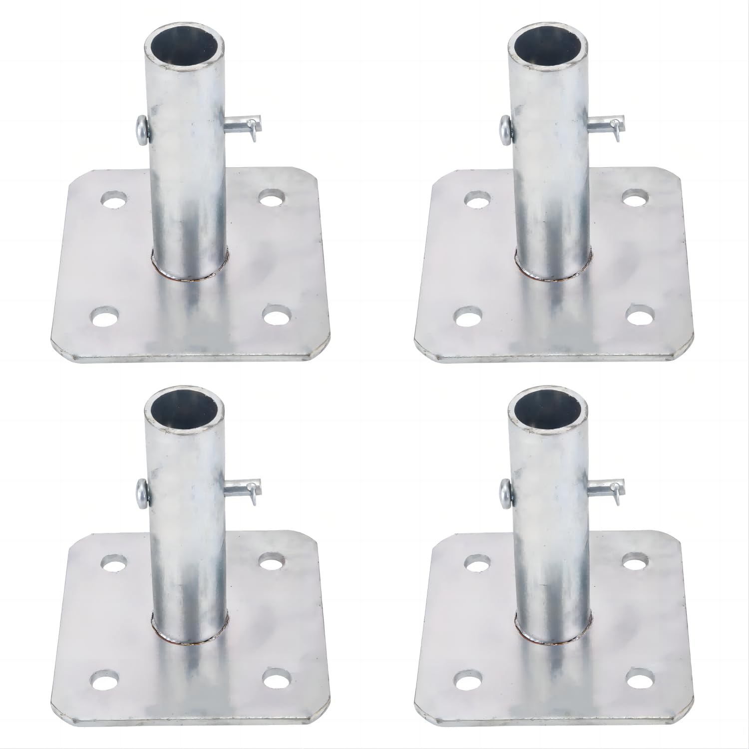 BGTLGIO Galvanized Scaffold Base Plates 5 in x 5 in x 1-3/8 in OD,Silver (4 Pack)
