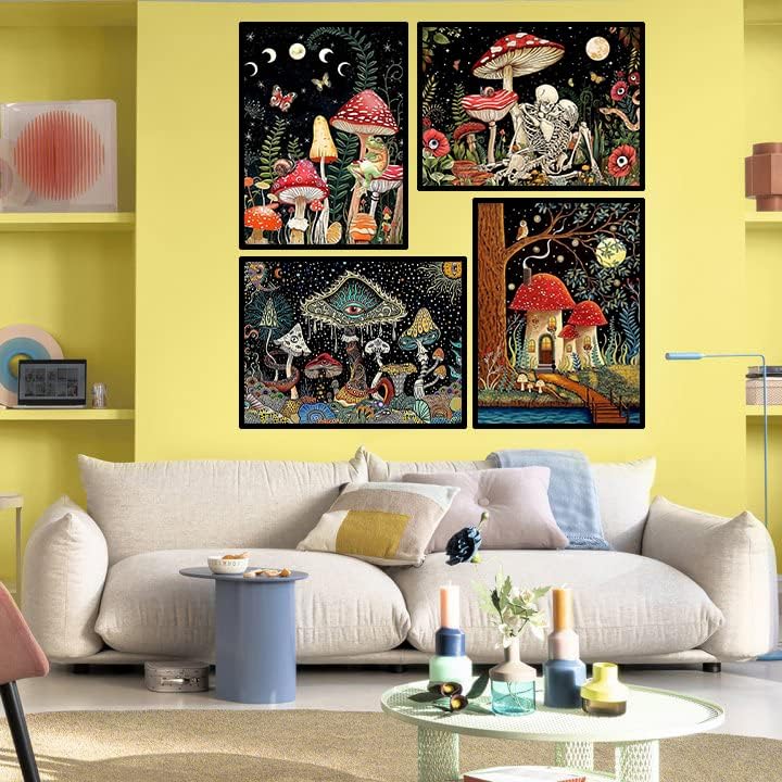 Miniatura 4 de VeGuude Pintura por números para adultos y niños principiantes, paquete de 4 kits de pintura por números en lienzo, sin marco, bricolaje, luna,