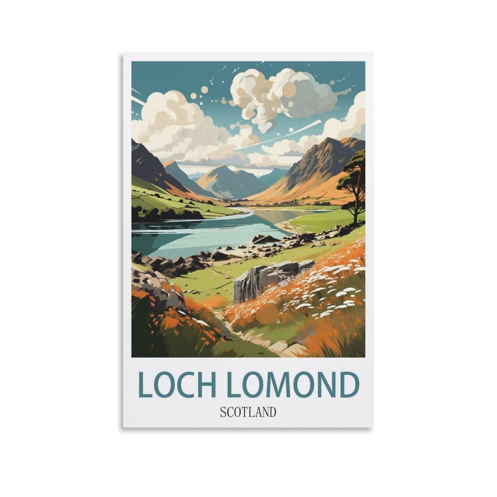 EZMLFA Diamond Painting Kits for Adults,Loch Lomond Scotland 5D Diamond Painting Kit for Adults Beginners, DIY Full Round Drill Gem Art Kits for Home 30x40cm