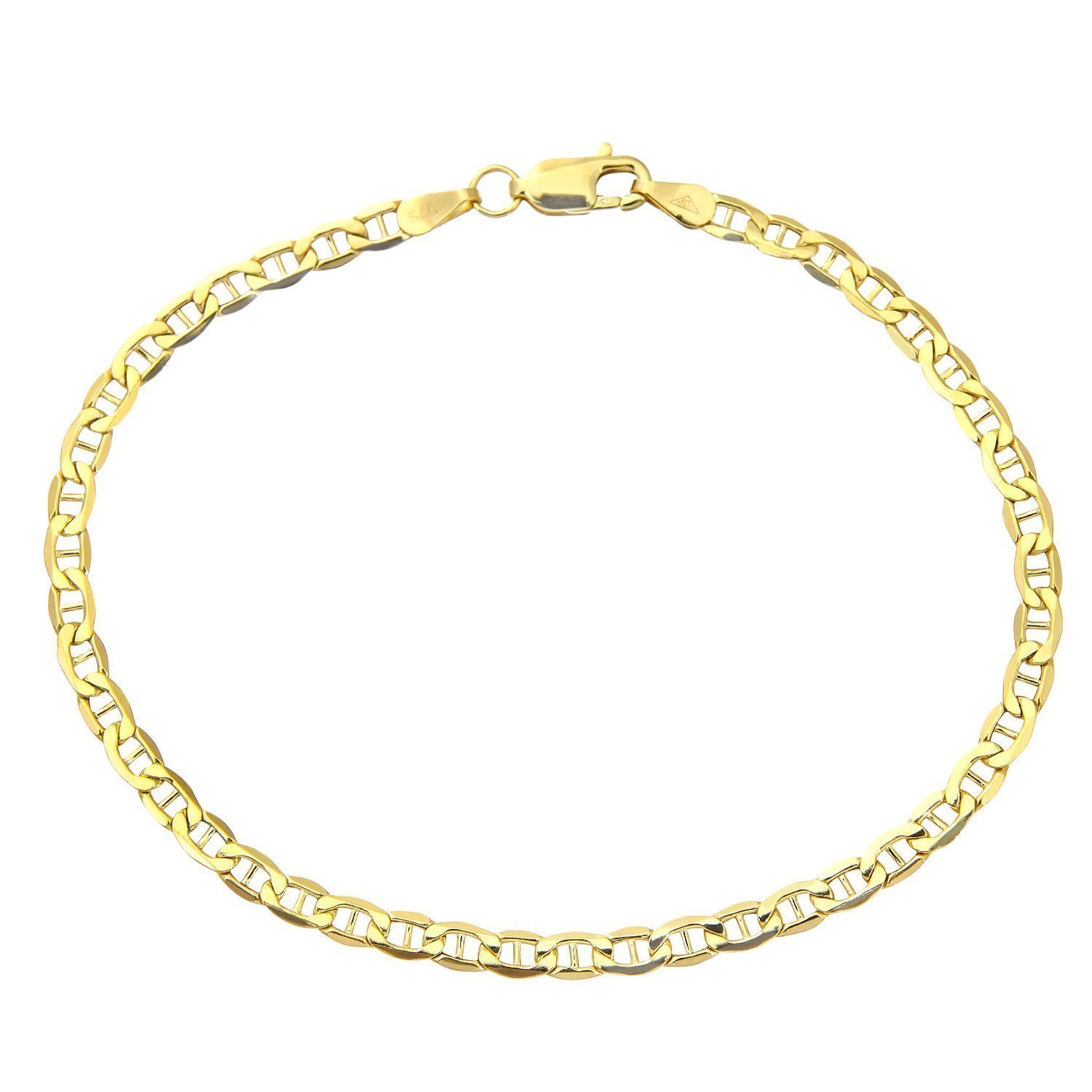 PRINS JEWELS Pulsera de oro amarillo italiano 750 de 18 quilates, diseño marinero, ancho de 3 mm