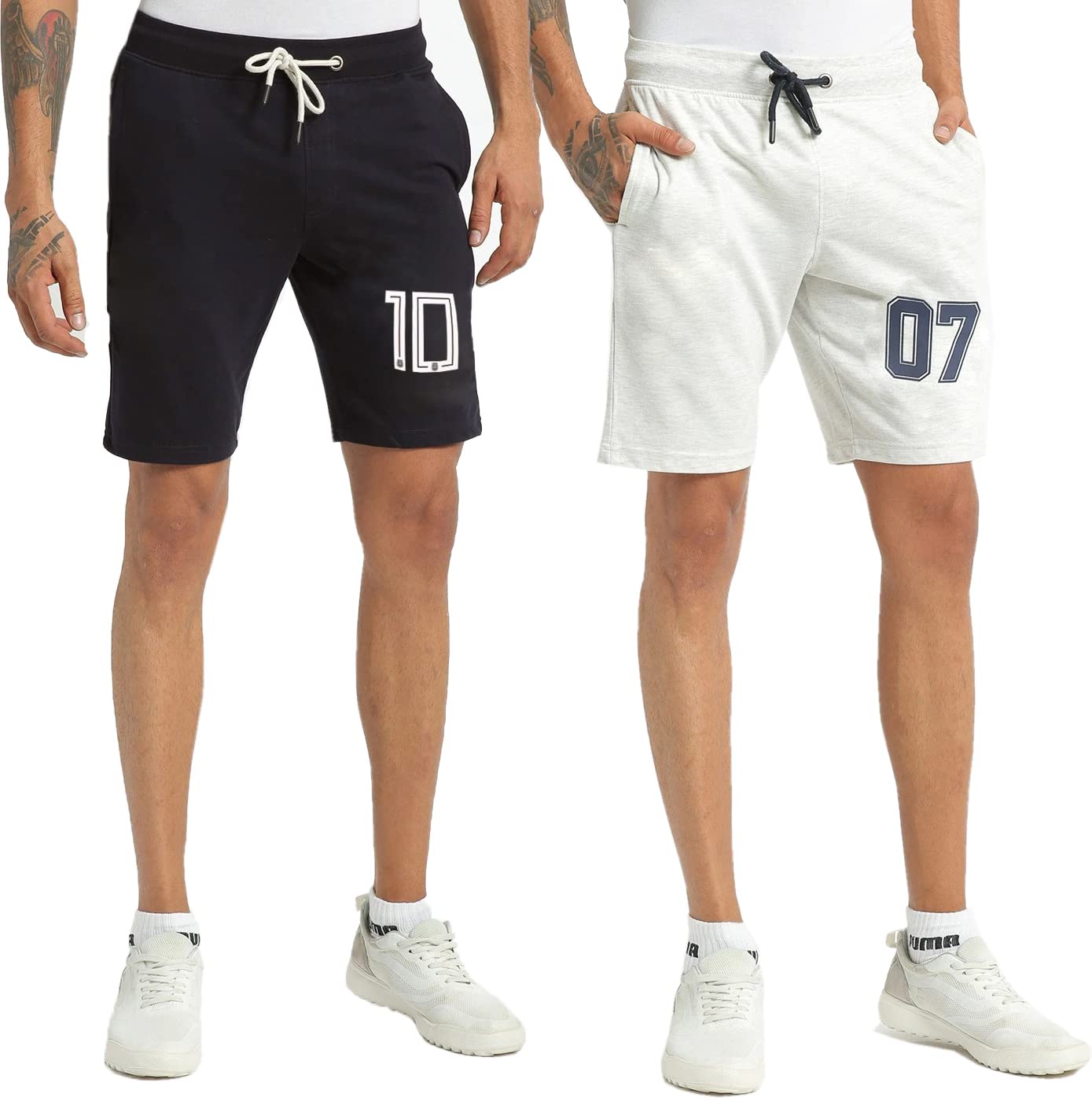 hotfitsStylish Men Black & Grey Cotton Shorts - BK10-Gr07 - Pack of 2