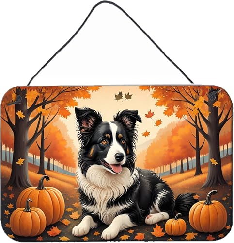Caroline's Treasures DAC1022DS812 Border Collie Fall Wall or Door Hanging Prints Aluminum Metal Sign Kitchen Wall Bar Bathroom Plaque Home Decor,