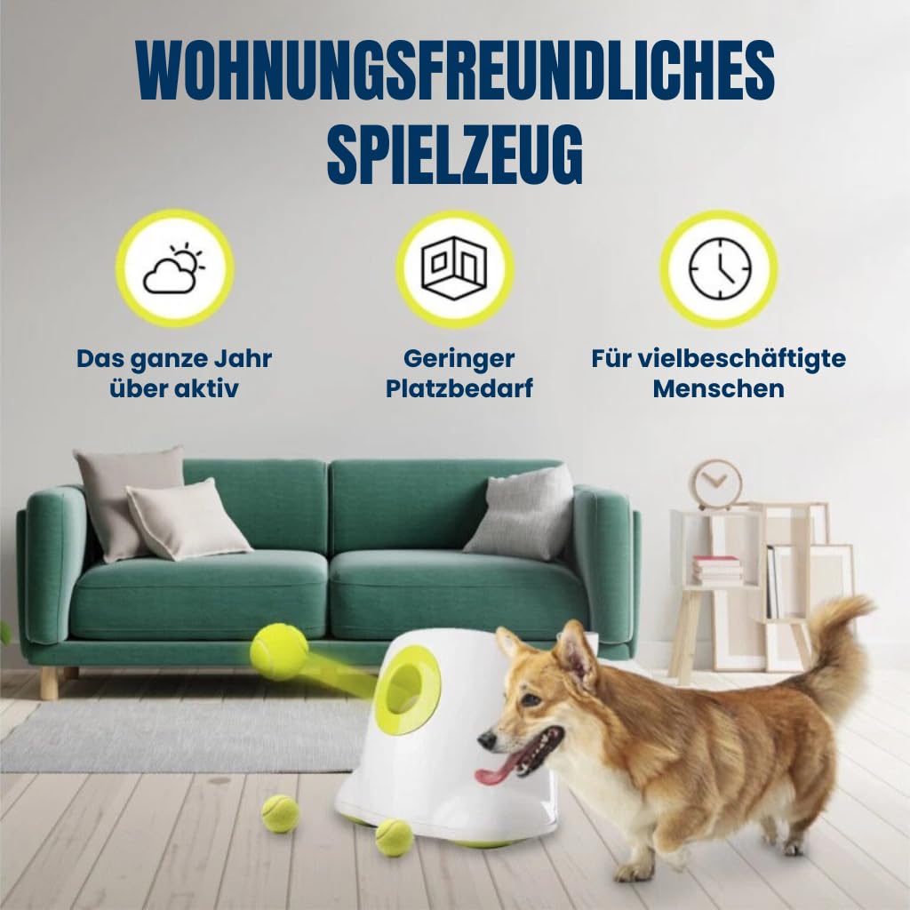 BOT automatischer Ballwerfer Ifetch, inkl. 3Stk Hundebälle. Interaktives Hundespielzeug Ballwurfmaschine kleine Hunde (Mini 5cm - Blue)