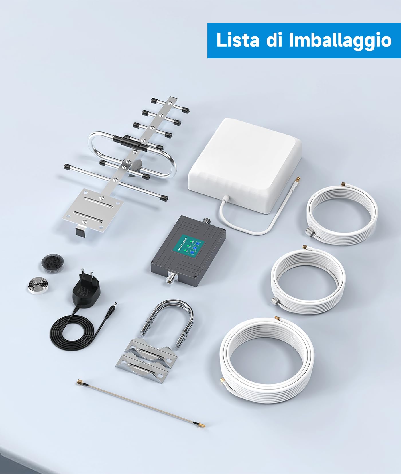 ANNTLENT Amplificatore Segnale Cellulare - Banda 20/8/1 Ripetitore GSM Amplificatore 4G 3G LTE Per la Casa Ufficio Ripetitore Segnale Cellulare Tutti Gli Operatori Copertura Fino