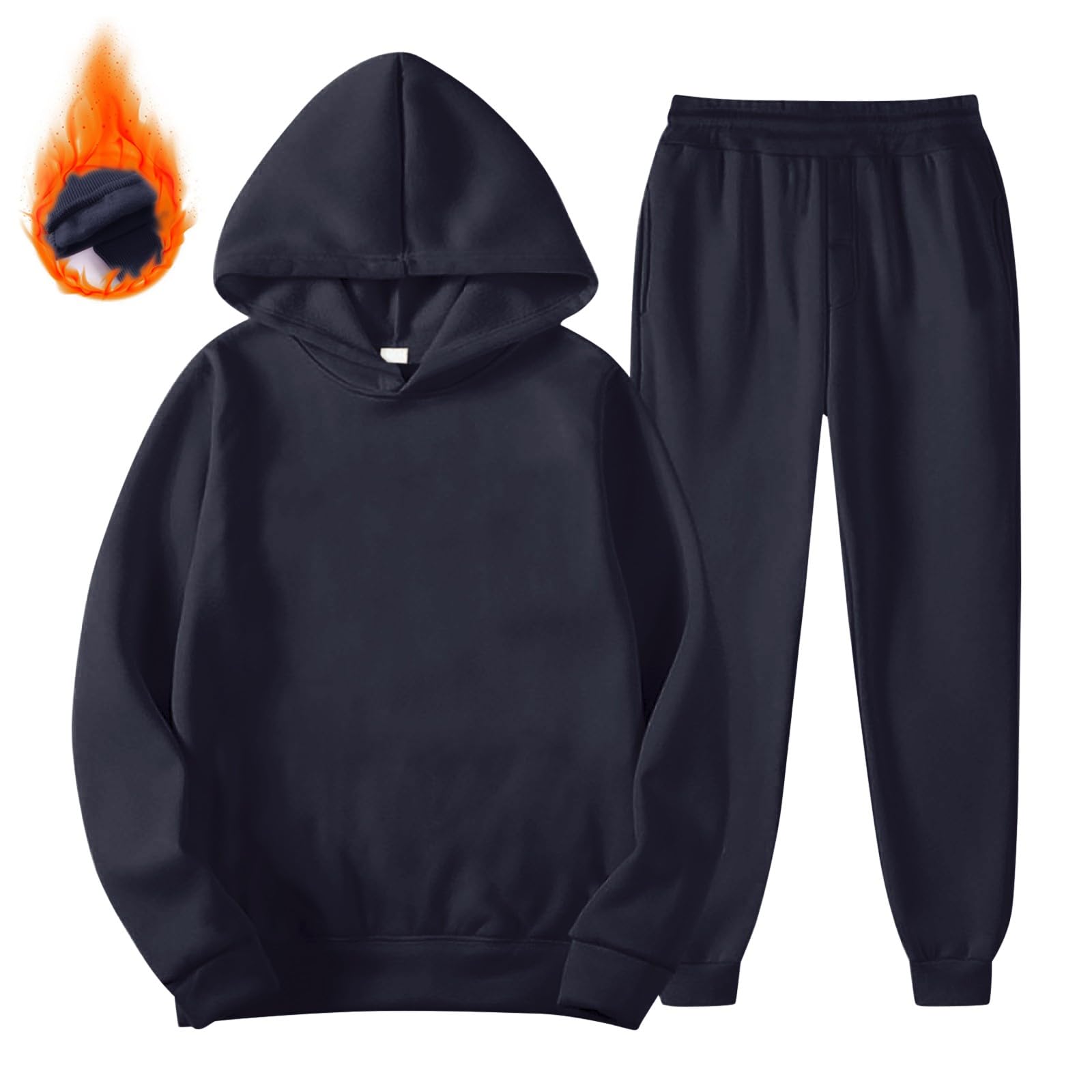 Tuta da ginnastica per bambini, 2 pezzi, a maniche lunghe, con cappuccio, pantaloni della tuta, casual, con cappuccio, pantaloni da jogging