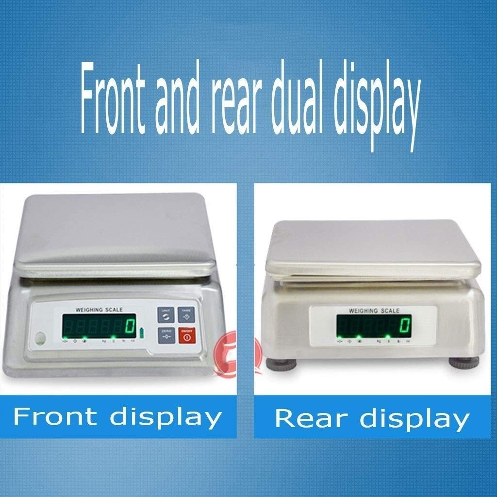 Elektronische Küchenwaage， wasserdicht， 30 kg/0，5 g， Edelstahl， IP68， präzise Digitale Waage， Industriewaage， Tara- und Nullfunktion， für Portopakete，Silver-3kg/0.5g