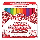 Cra-Z-Art Super Washable Markers, Broad Bullet Tip, Assorted Colors, 40/Set (740106)