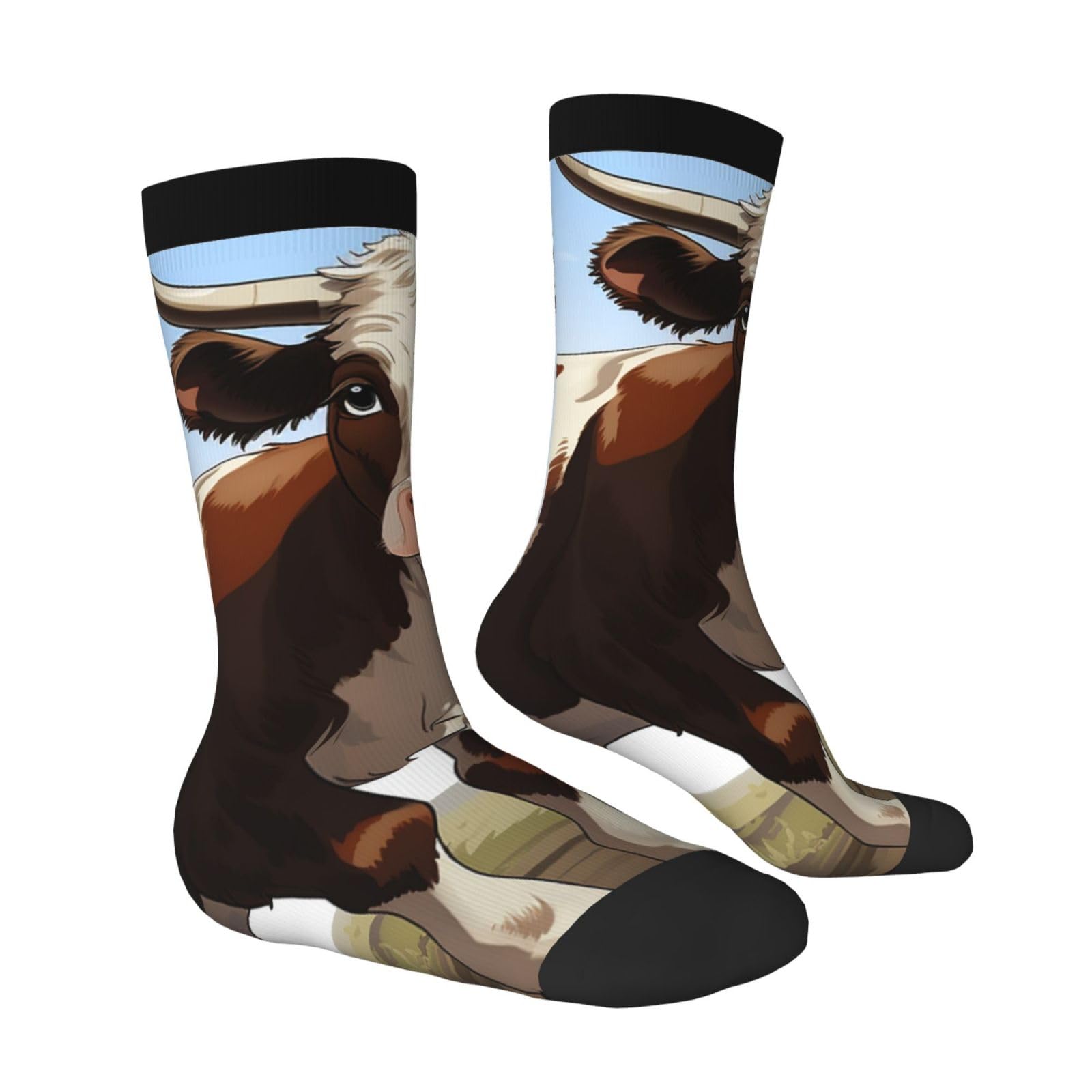 LZQPOEAS Animal cow Athletic Socks Unisex Cushioned Crew Socks Hiking Running Calf Sock Soft Above Ankle Sock