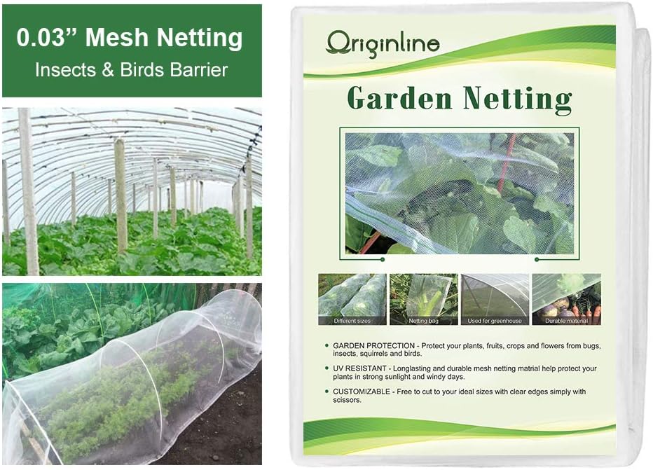 OriginA Garden Netting Insect Screen & Bird Netting, 6.5x25ft, 2 Pack, Mesh Netting