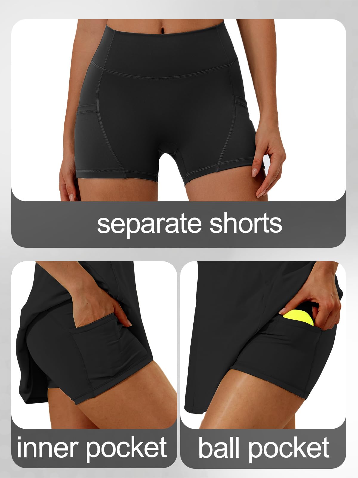 Robe de Tennis Femme sans Manches avec Short Séparé et 2 Poches Robe Polo de Golf pour Fitness Sport Casual