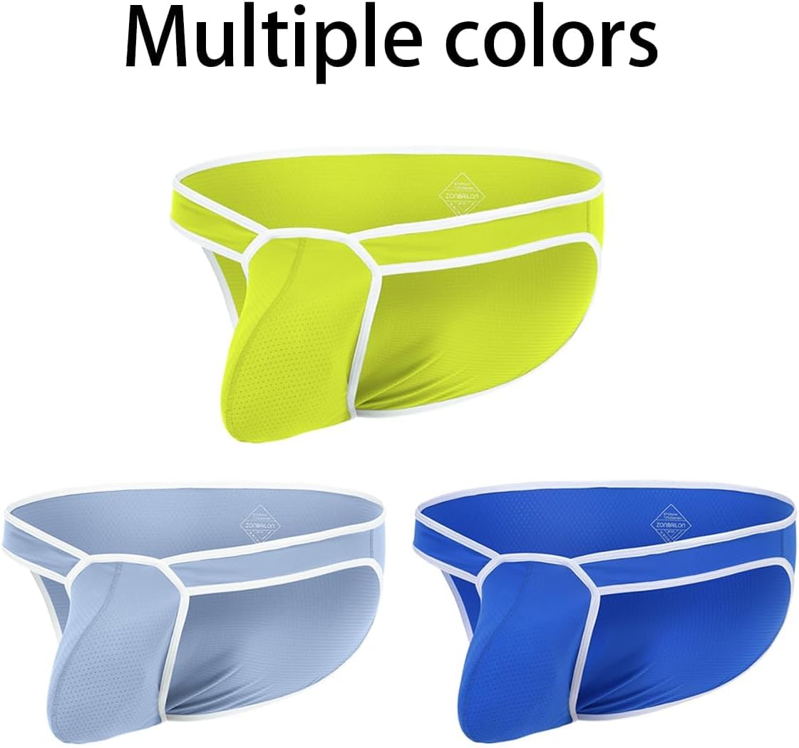 Men's Sexy Micro Mesh Briefs Bulge Enhancing Ball Pouch Breathable Low Rise Skimpy Underwear - Image 6