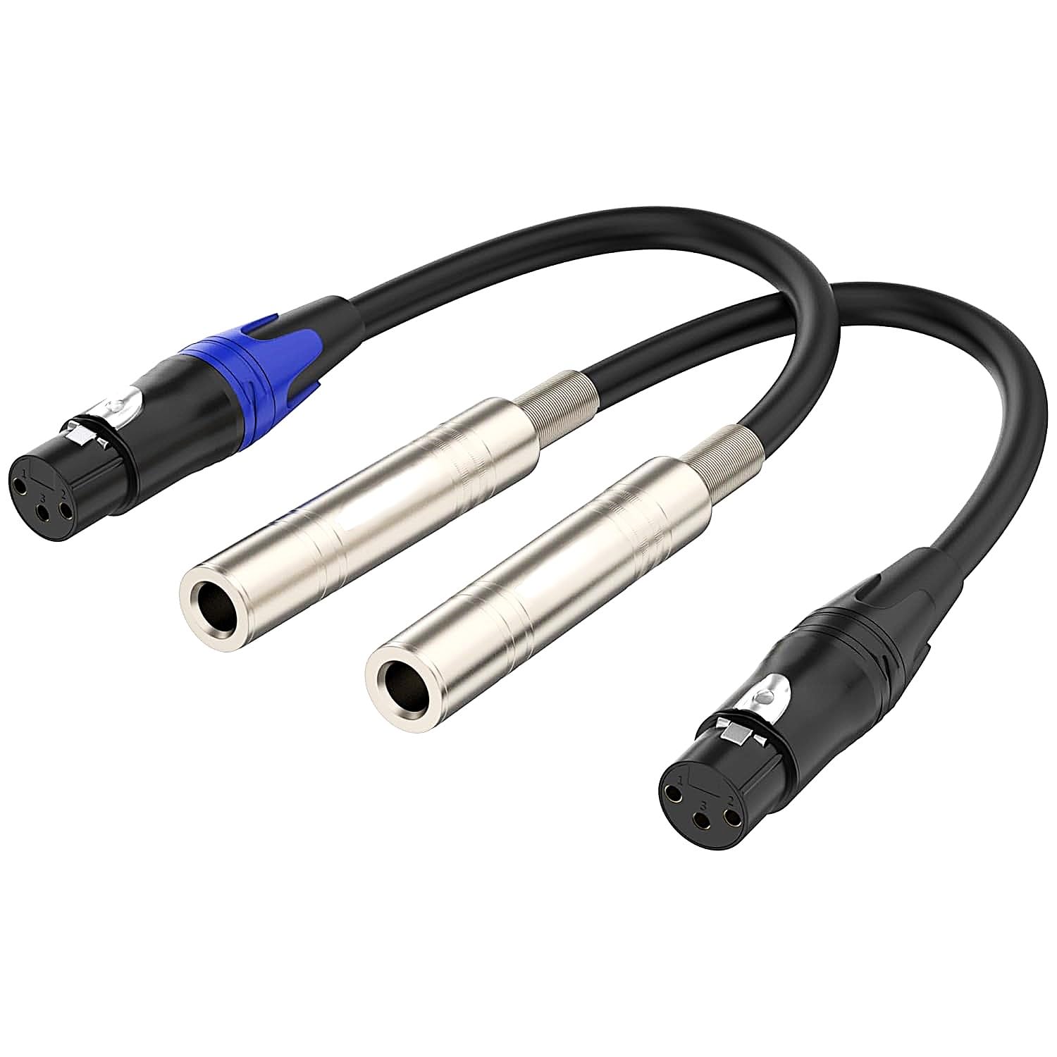 KEBILSHOP XLRR to 1/4 Cable, XLR Femel to 1/4 inch TRS 6.35mm Female Stereo Audio Adapter,3 Pin Female XXLR to Quarter inch Interconnect Cable. (6.35mm FEM-XLLR FEMAL, 4 FEET/1.2 MTR)