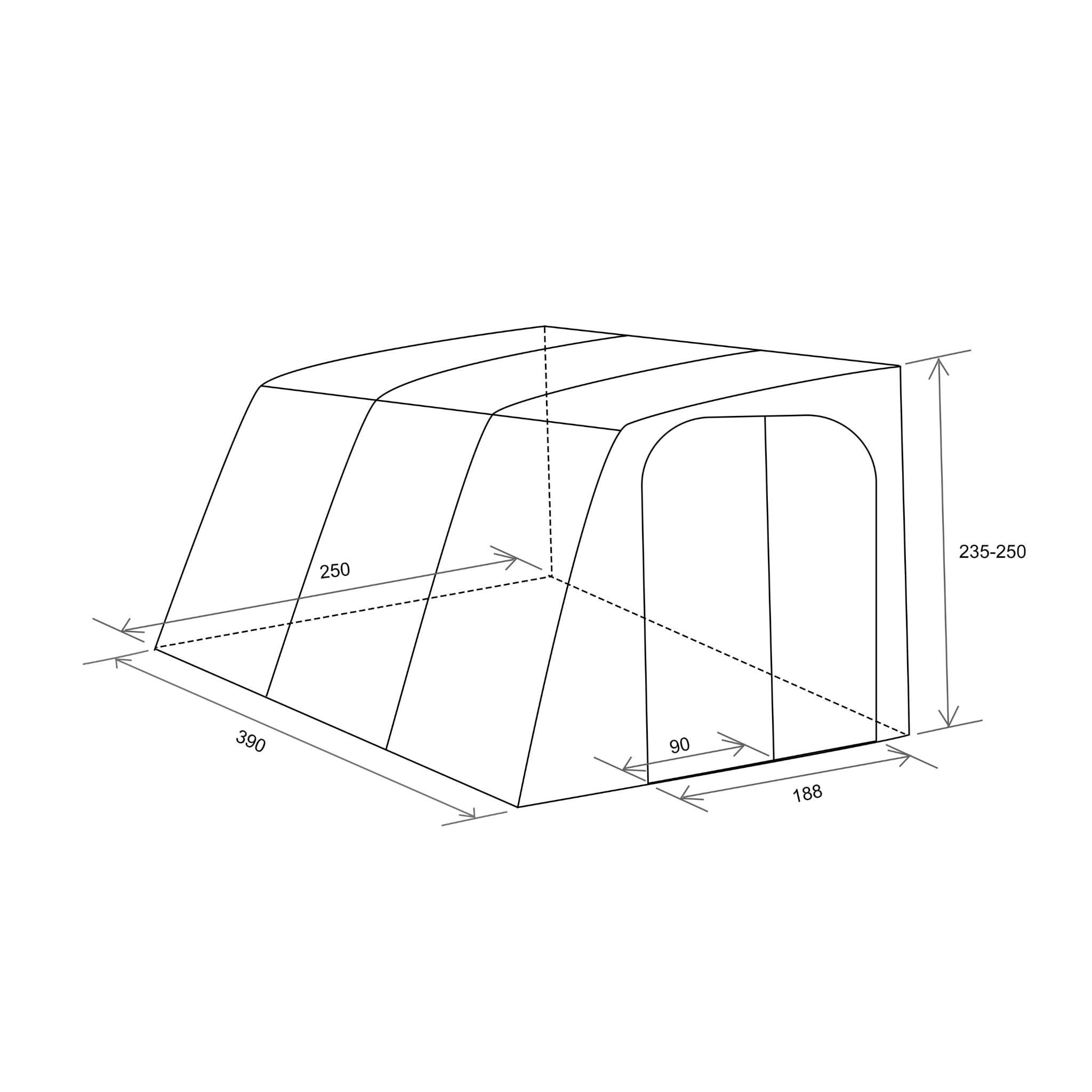 Weekender Auvent en Fibre de Verre pour caravanes et Camping-Cars (390 cm)