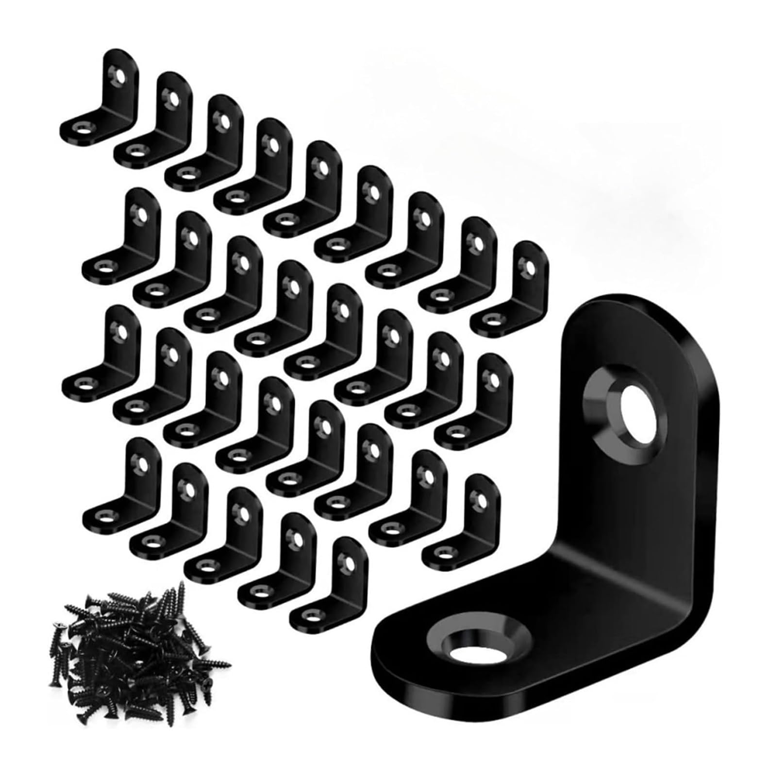 Angle Brackets, L Brackets Stainless Steel Right Angle Corner Brace with Screws(S-Black 20x20 30pcs)