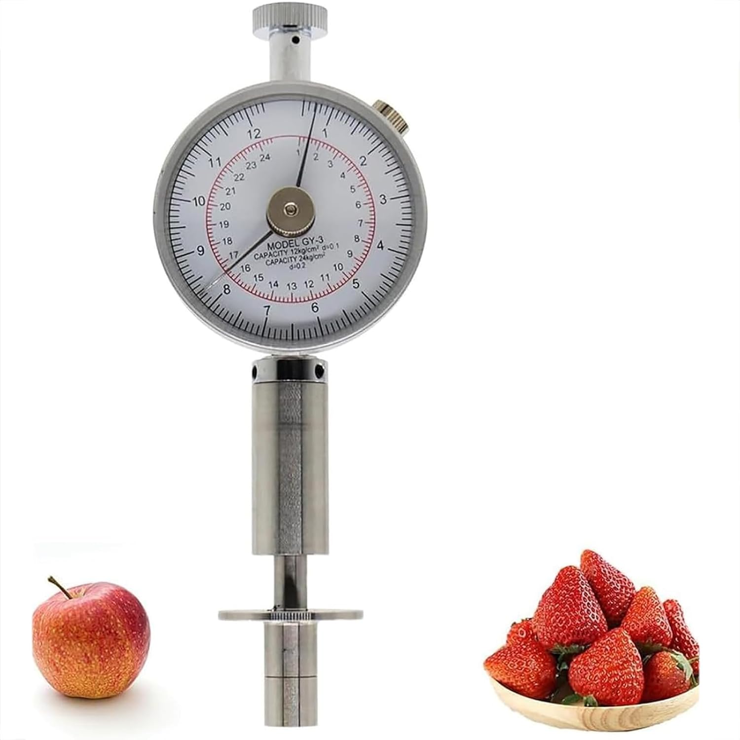 Fruit Hardness Tester, Fruit Hardness Meter with Alloy Probe, ±0.1 Accuracy and 11mm Scale Value, High Precision and Fast Response, Clear Scale and Easy to Read, for Planting and Research