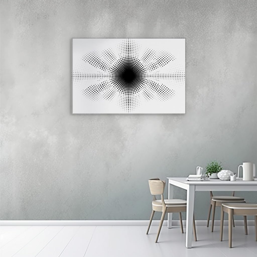 Canvas for Living Room. Radiant Elegance in Simplicity - The Mesmerizing Sun Pattern of Black Dots, 27 x 18 inch Canvas Wall Art - Contemporary Masterpieces - Modern Home Decor