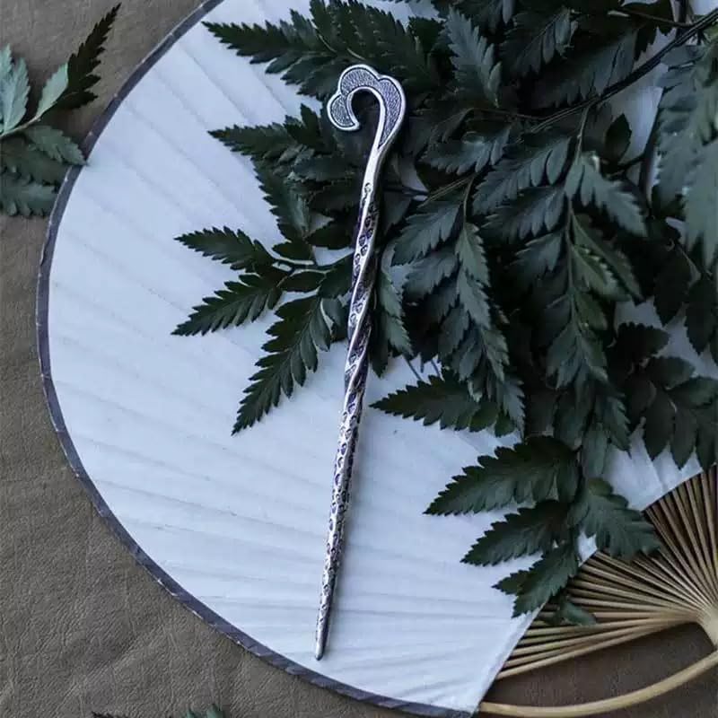 1 pcs Rabithenn Scepter Style S925 Silver Plating Hairpin - Chinese Imperial Inspired Hair Stick, Minimalist Hair Accessory for Women, Elegant Modern Hair Jewelry (Scepter)