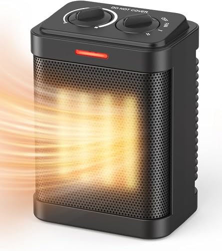 Miniatura 1 de Calentador de espacio, calentador eléctrico portátil de cerámica, calentador de espacio pequeño con termostato, calentamiento rápido 2S, protección