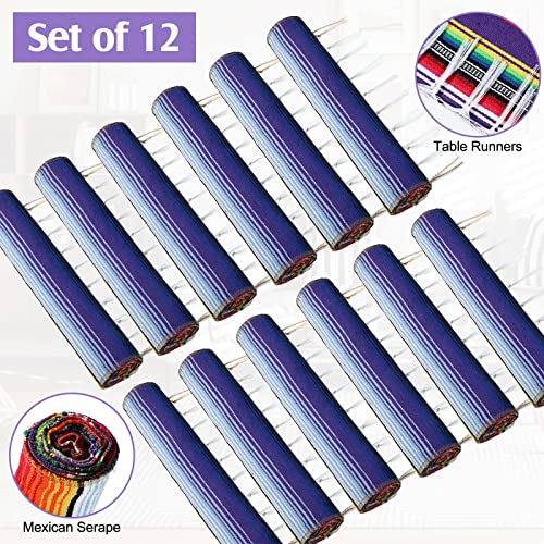 12 Pcs Mexican Serape Table Runner Mexican Party Table Blanket Serape Colorful Striped Runner Fringe Cotton Table Runner Decoration For Cinco De Mayo Fiesta Party Wedding 14 X 84 Inch (Classic Style) #TOP2