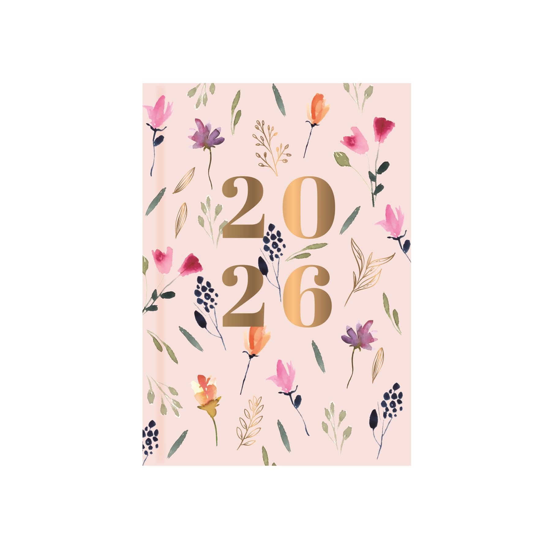 2026 A6 Pocket Diary Week to View - Pink Floral Wallet Size Hardcover Pastel Flower Print - Lightweight Compact Portable Organiser Notebook - Student Fashion Diary Gift