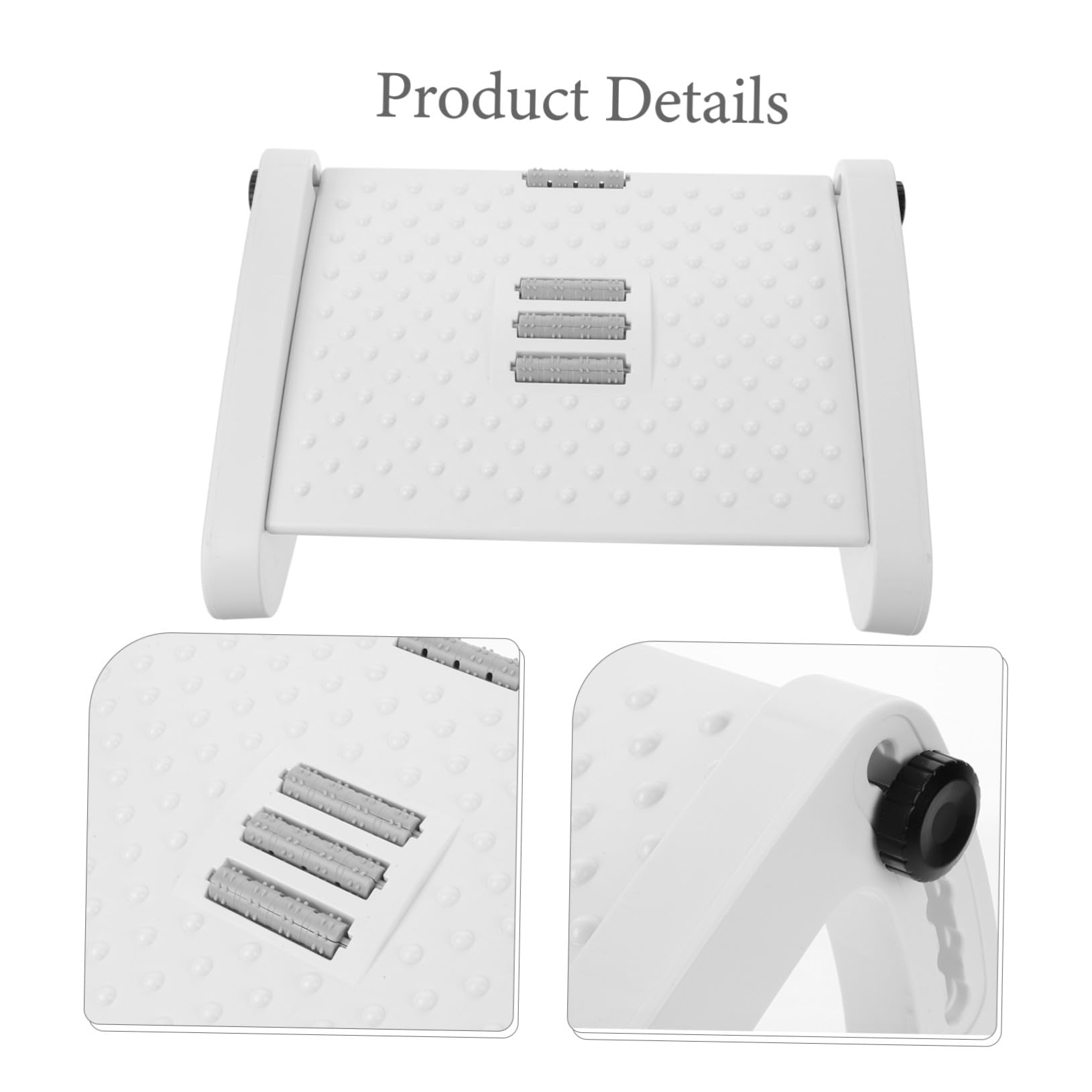 GALPADA Reposapiés Soporte Fuerte y Ergonómico para Oficina y Hogar de Plástico Blanco Rodillo de Masaje Ajustable para Personas Mayores y Adolescentes
