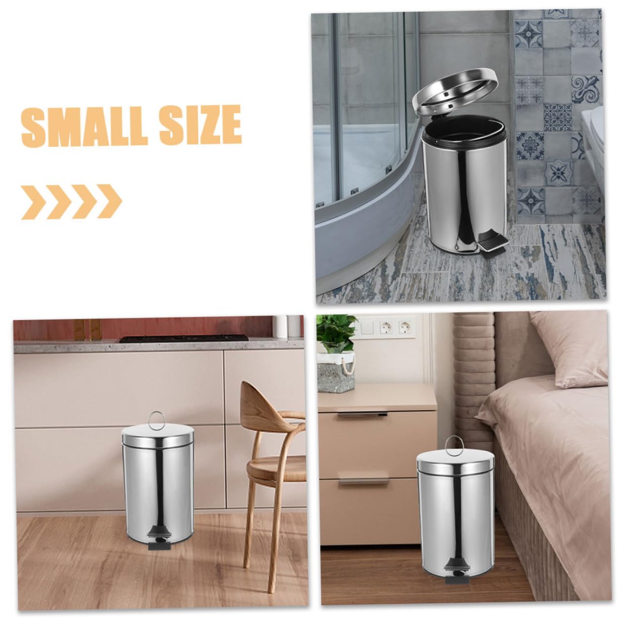 PRETYZOOM Edelstahl Mülleimer 5l mit Deckel und Tretmechanismus Kompakter und Robuster Abfalleimer für Badezimmer und Toilette Geräuscharm und Platzsparend