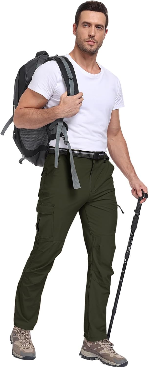 Men's Cargo Hiking Pants Water Resistant Lightweight Quick-Dry Work Pants - Image 6