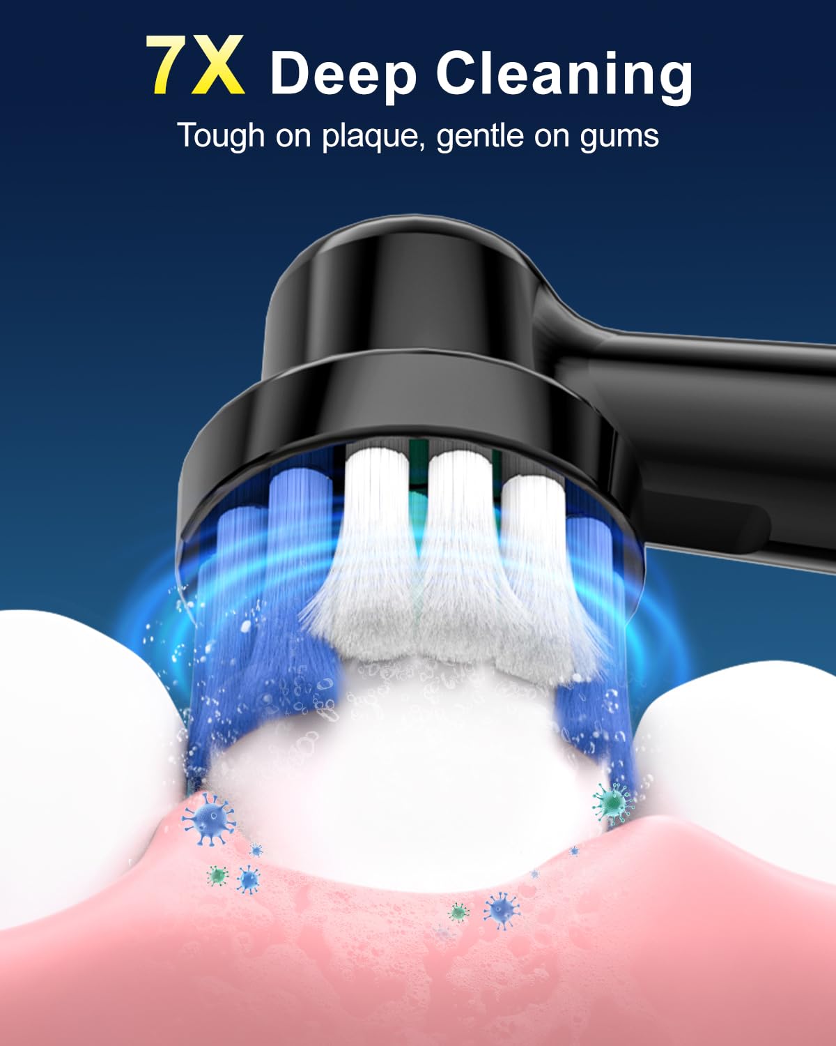 Rotating Electric Toothbrush for Adults, Rechargeable Power Toothbrush with 5 Cleaning Modes, 2-Minute Smart Timer, 8 Brush Heads (2 Types), Travel Case, Black - 3