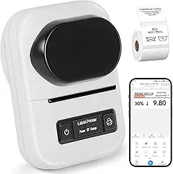 Impressora Termica de Etiquetas, Impressora de Etiquetas e Cupom Bluetooth, Mini Impressora de Etiquetas Portátil Pequena, Máquina de Etiquetagem para Casa, Escritório, Empresa