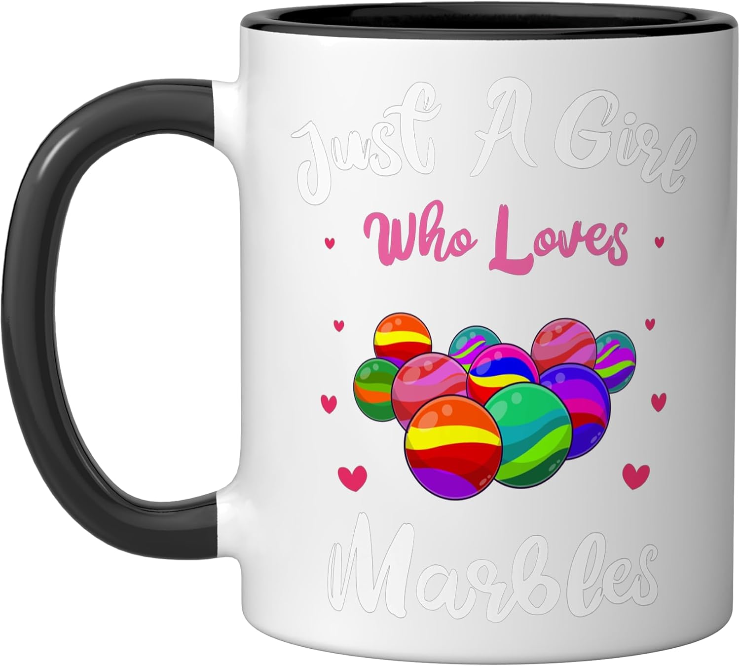 Just A Girl Who Loves Marbles Funny Cool Marbles Ceramic Mug, Blue/White, 15oz image 4
