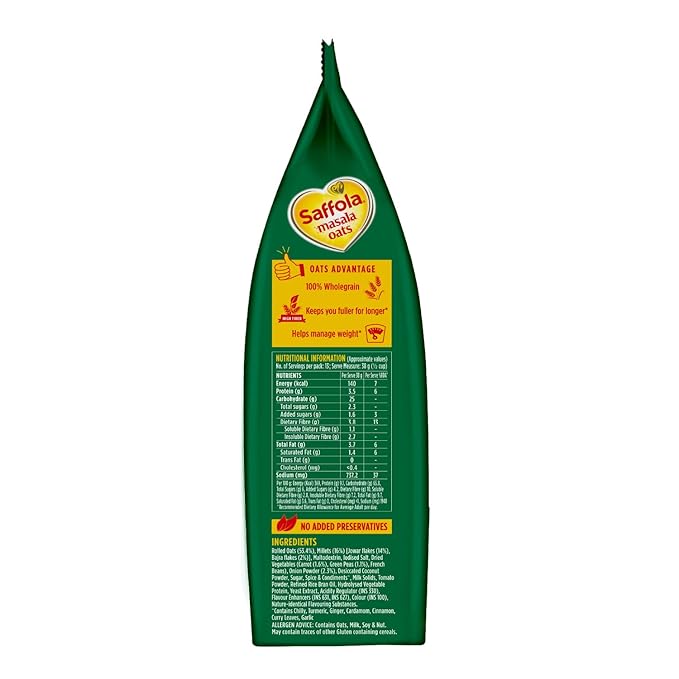 Saffola Masala Oats Veggie Twist, 500 gramos - Vegetariano miniatura 3
