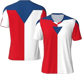Flag of The Czech Republic Mens Performance Football Jersey, Quick-Dry Loose Fit Athletic Wear for Team Training