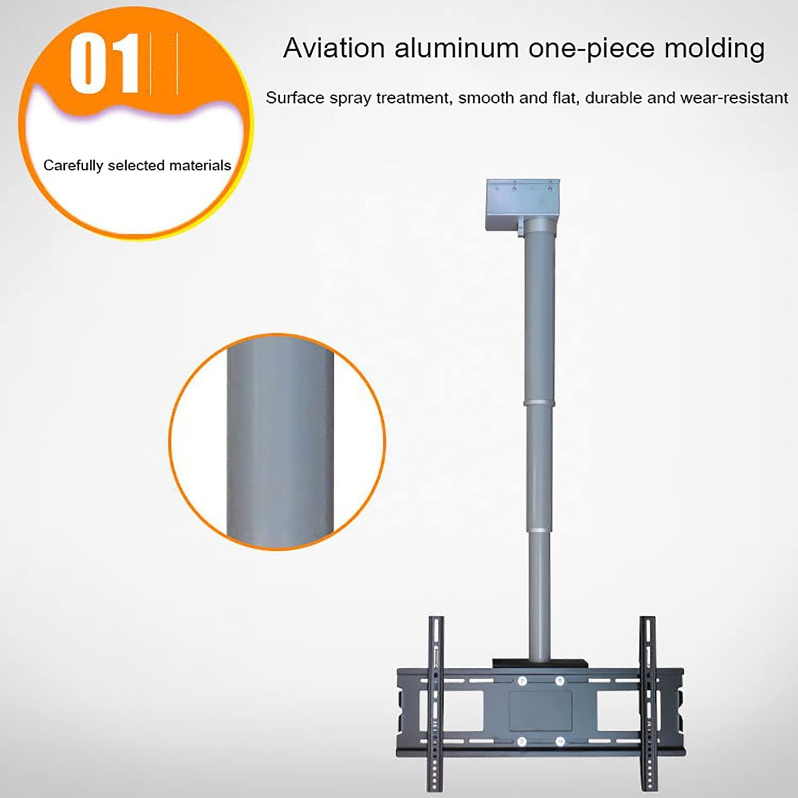 Elevador de TV eléctrico de Altura Ajustable con Control Remoto - Soporte de TV motorizado - Soporte de TV de Techo, 2 métodos de instalación, Compatible con televisores