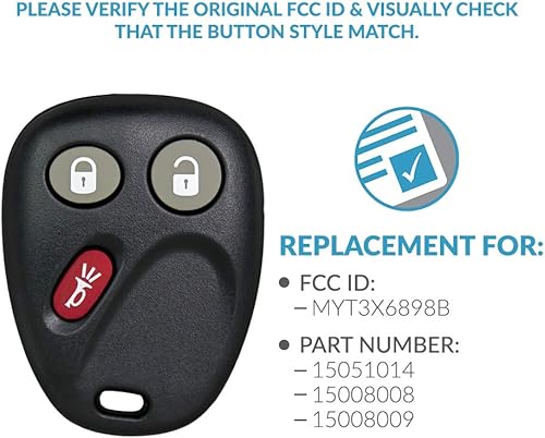 Miniatura 4 de Keyless2Go repuesto de llave para autos que utilizan llave de 3 botones MYT3X6898B paquete de 2 unidades