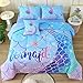JQinHome Mermaid Comforter Set Queen Size, 6 Piece Mermaid Tail Bed in A Bag,3D Colorful Mermaid Bedding Set for Girls Kids, Sparkle Teal Bedroom Decor Bedding Set with Sheets (Blue)