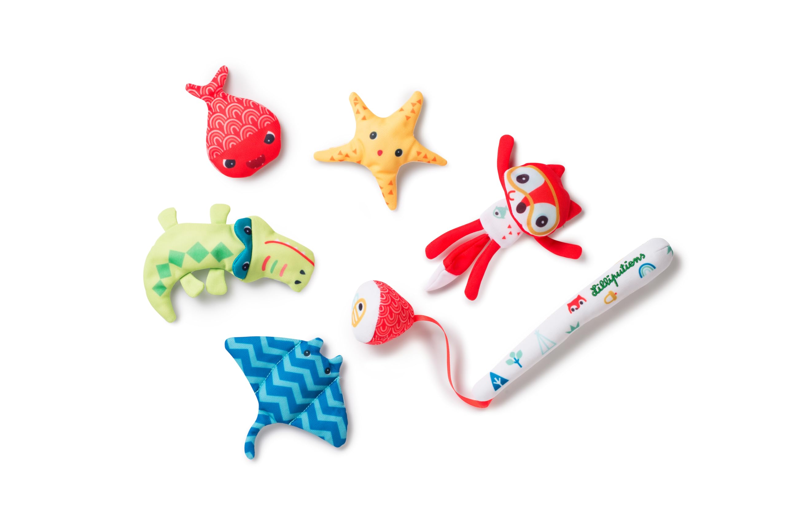 LILLIPUTIENS - Bath Fishing Game - Interactive bath toy with magnetic fishing rod and floating animals - Stimulates fine motor skills, imagination, and thinking - From 12 months - 83090