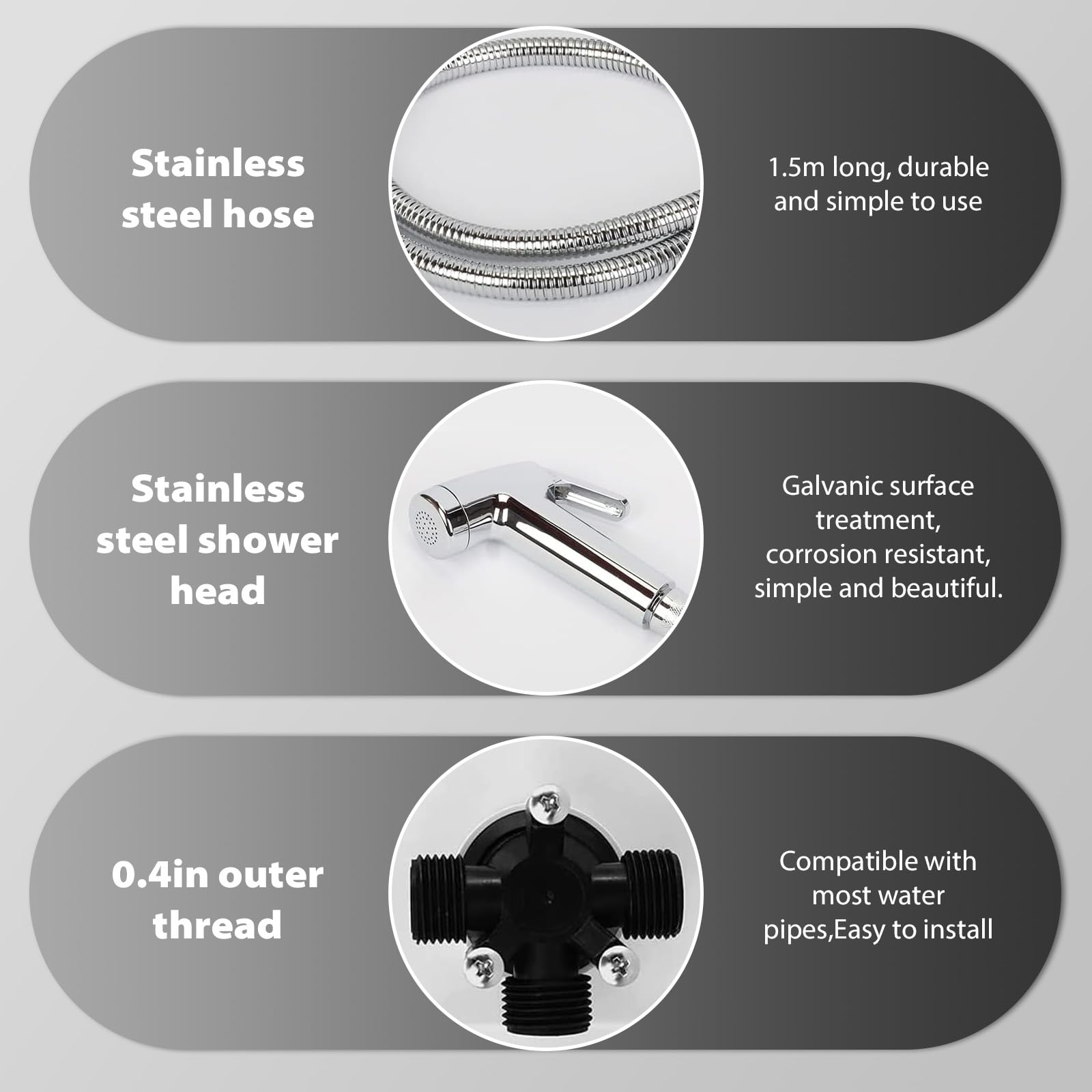 Ducha Extensible para Autocaravana Blanca con Manguera Metálica 1.5 M, Válvula Calor/Frío, Kit para Barco y Camping con Caja