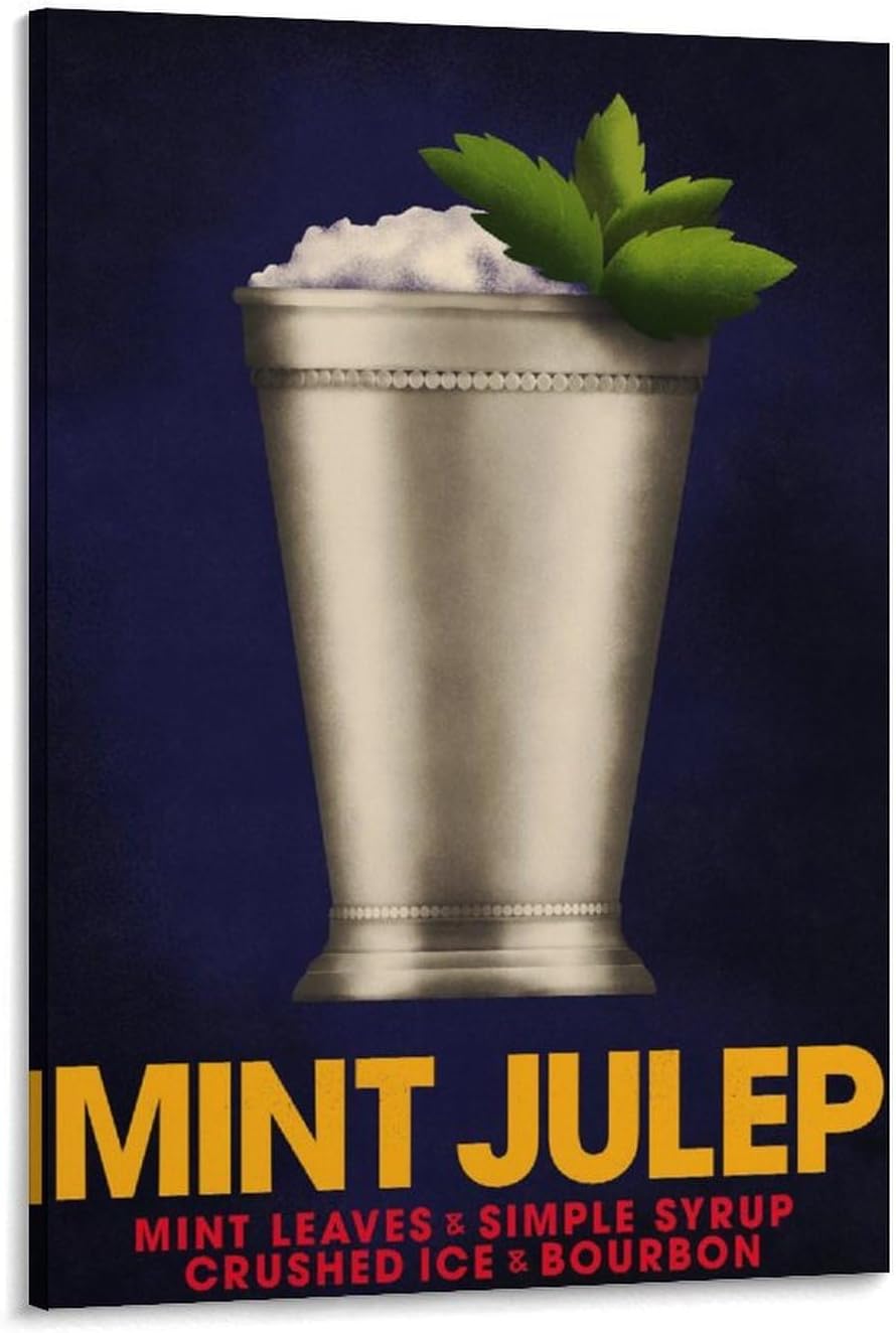 Mint Julep Poster Vintage Style Bourbon Cocktail Print