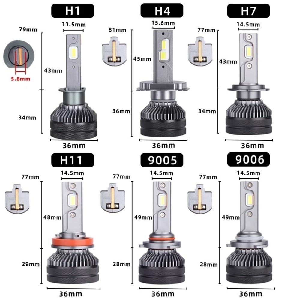 Bombilla LED K5C 4300K ​​110W H7 H4, tubo de cobre doble, 3000K, for faros delanteros de coche H1 H11 HB3 9005 HB4 9006(6000K Cold White,H4)