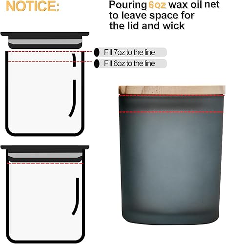 Miniatura 6 de SHOWIN Tarros gruesos para hacer velas, 16 unidades, tarros vacíos transparentes de 7 onzas con tapas de madera para tarros de especias, recipiente