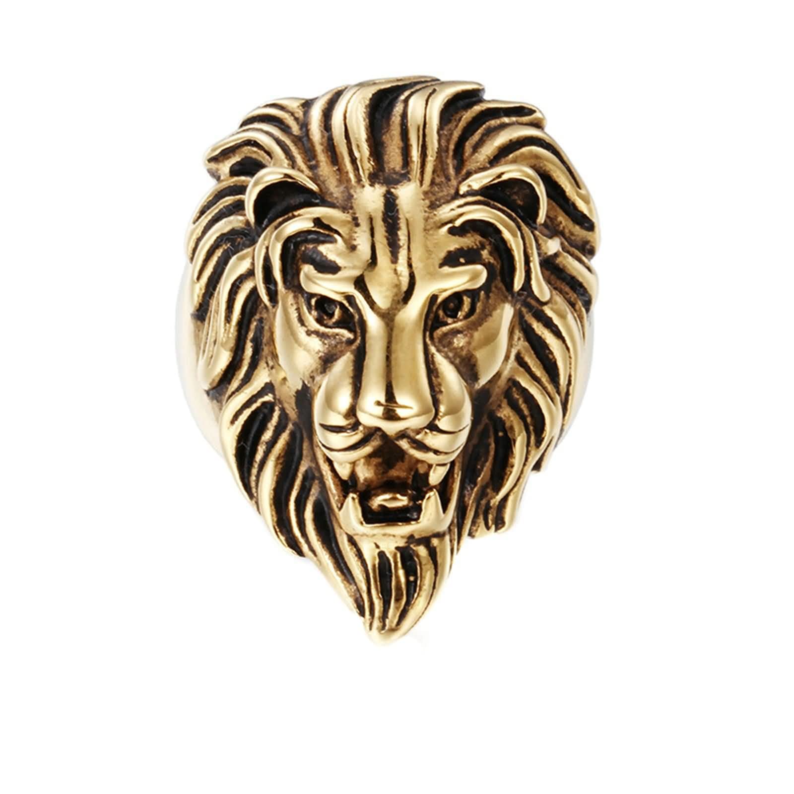 HomxiAnillos Goticos Hombre Anillo Punk,Anillos Cabeza de León Anillos de Acero Inoxidable para Hombre Plata