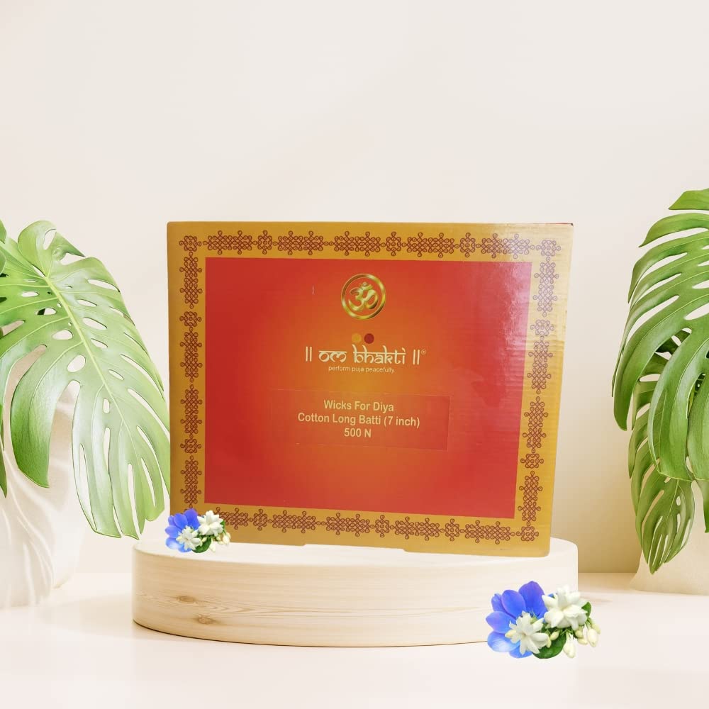 II om bhakti II Batti Long Cotton Wicks for Diya, Lambi Batti for Puja, 500 (Pack of 1, White)