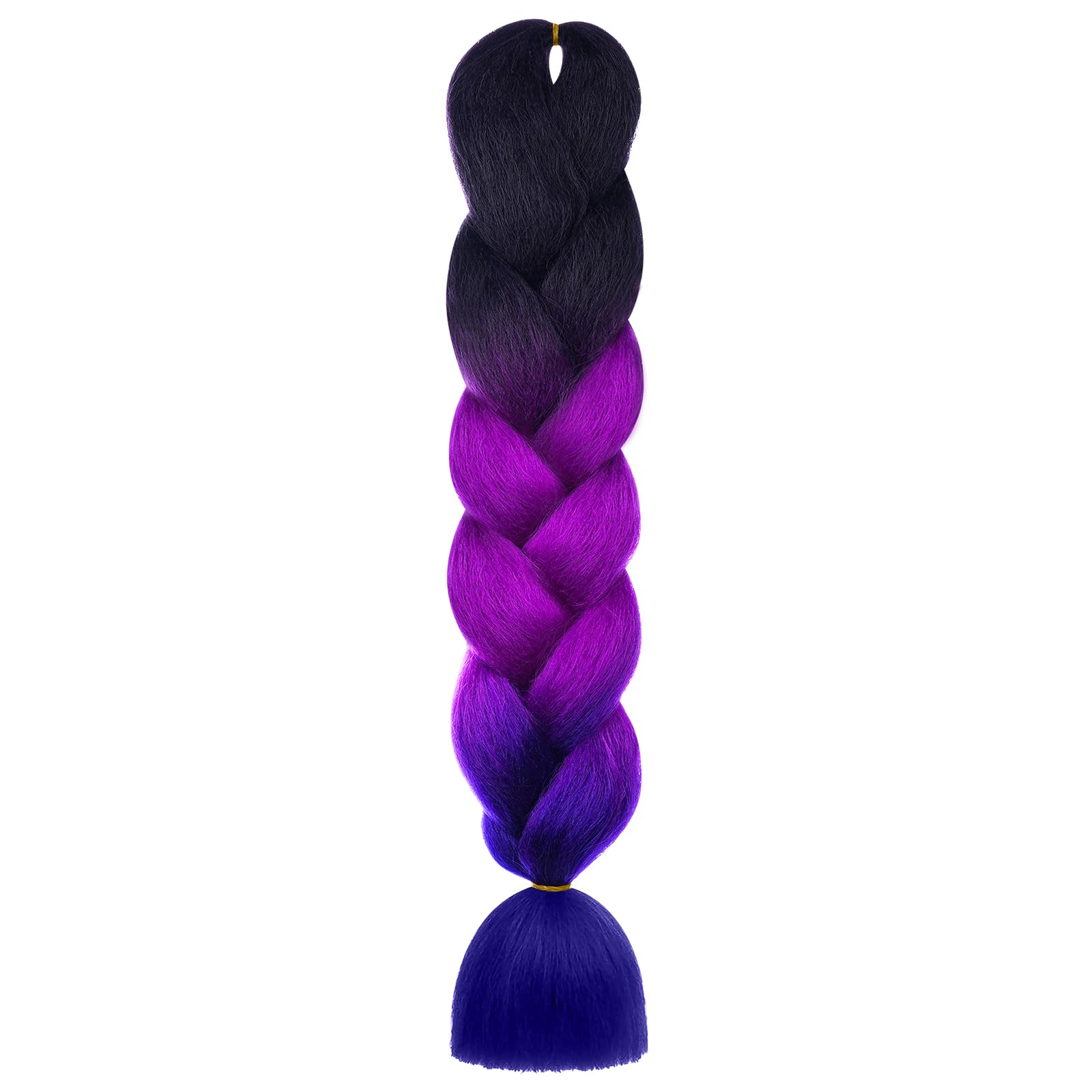 Aomig Extensiones para Trenzas, 24" Pelo Sintetico Trenzas de Pelo Trenzas Africanas Extensiones, 4 color Degradado Trenzas Postizas Sintético para Cabello Trenzado Torcido Morado/Azul lago/Morado