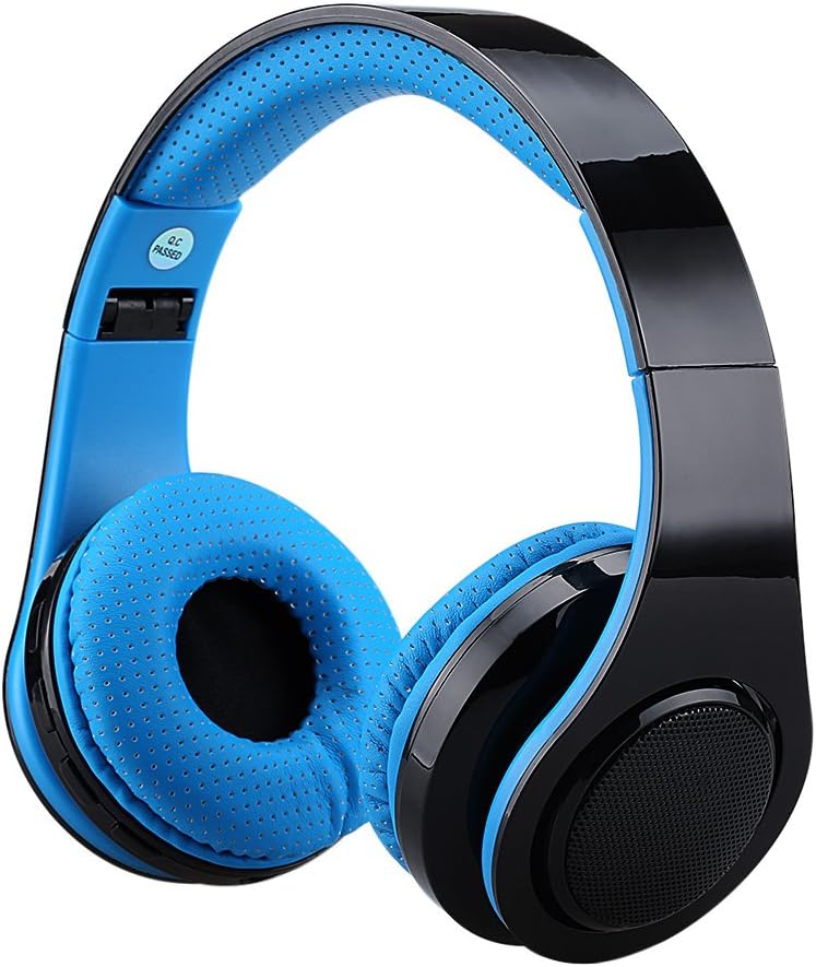 Excelvan Foldable Wireless Stereo Bluetooth Over-Ear Headphones with Microphone for Kids Children Women Men, Portable Noise Isolating Headphone for iPhone 7 7plus 6s 6 5s, iPad, Samsung Galaxy (Blue)