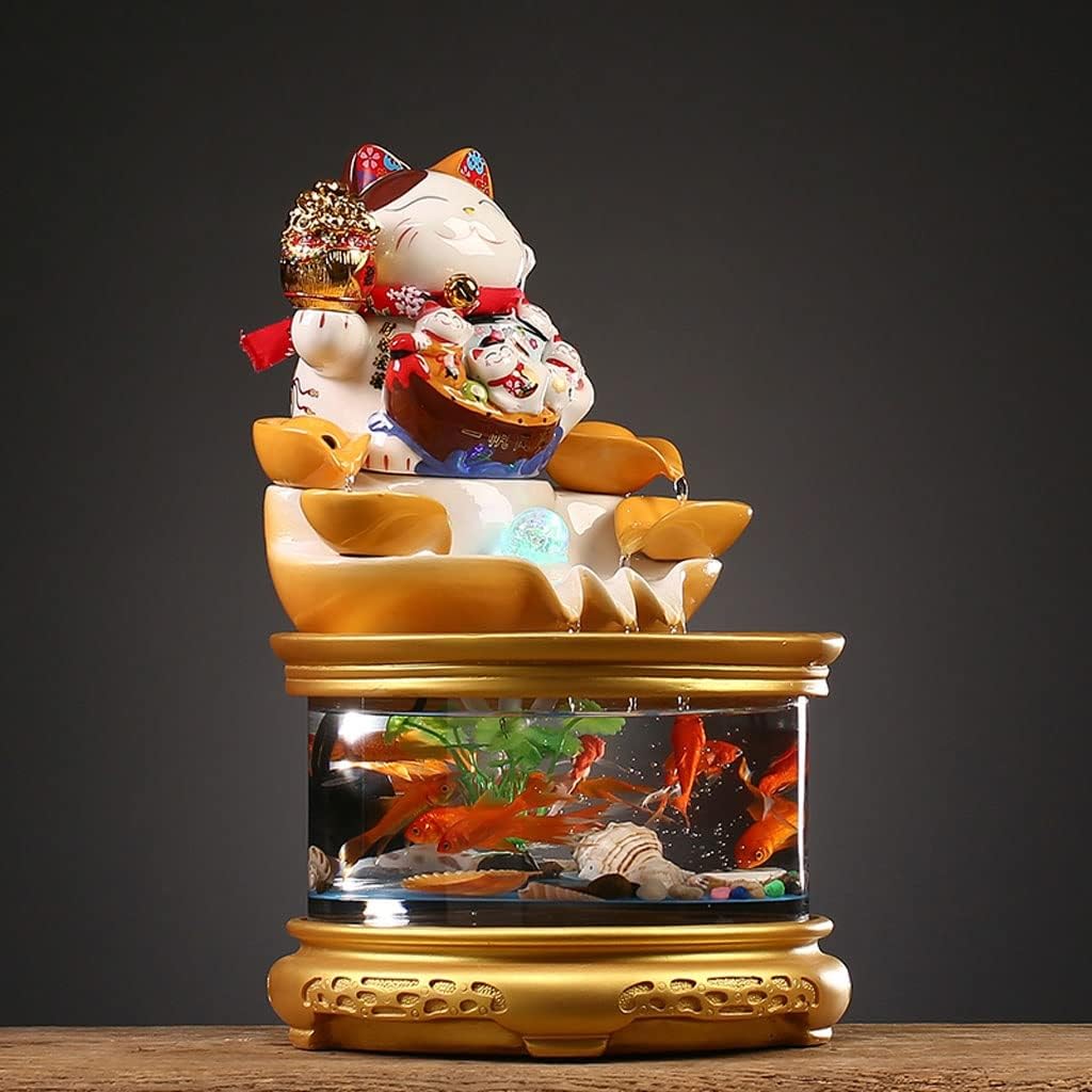 Tabletop Fountain Tabletop Fountain Modern Creative Water Glass Fish Tank Office Desk Lucky Cat Decorative Ornaments Interior Decoration Desktop Fountain Water Fountain