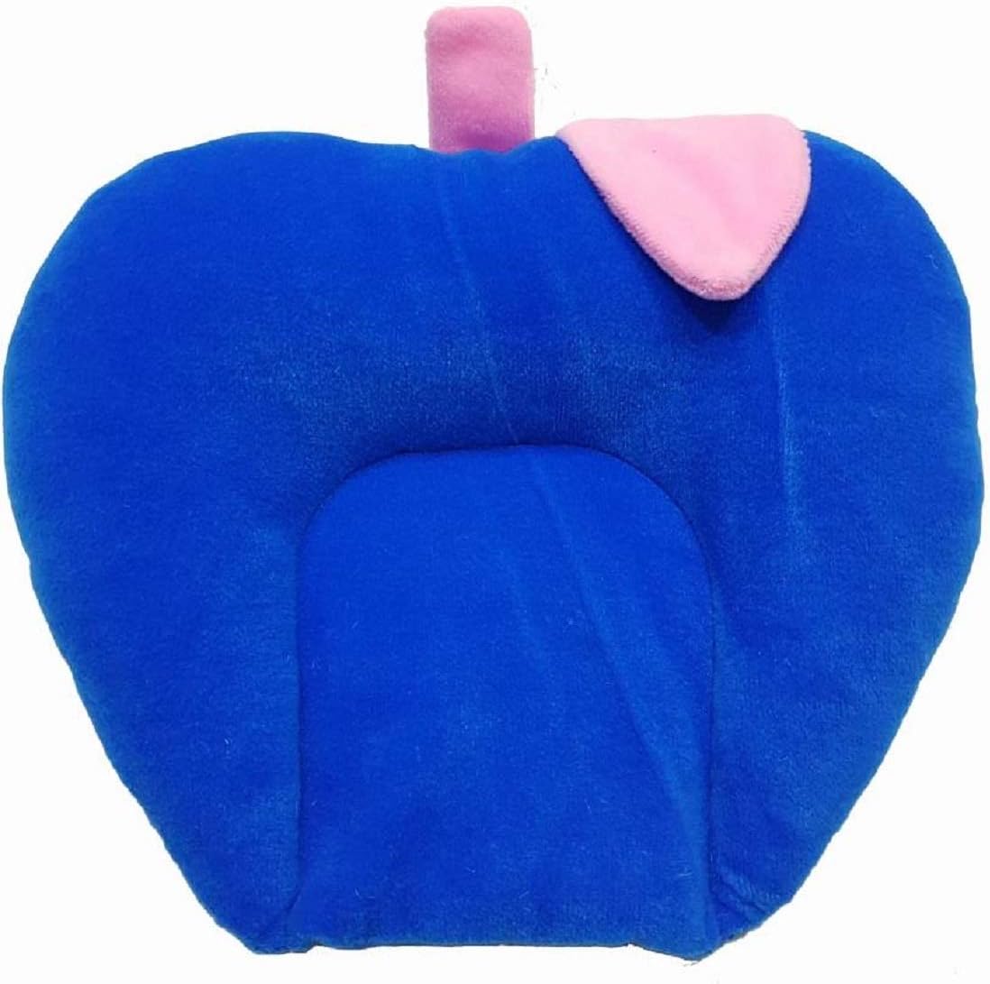 Chote Ustad Apple Shape Soft Velvet Fabric Musterd Seeds Pillow for Newborn Baby's (Blue)