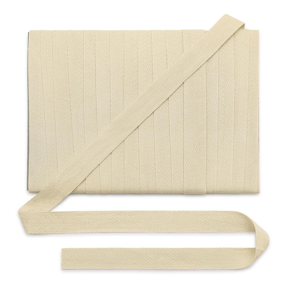Jamsinmu Cotton Webbing Bias Tape 20 mm, Cotton Webbing Fish Gration Cotton Twill Ribbon, Craft Ribbons for Sewing On, Beige C800, 22 Yards — image 1