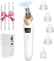 BAIIKO Blackhead Remover Vacuum: Professional Pore Cleaner with 3 Suction Levels, USB Rechargeable, 5 Probes for Nose & Face (White)