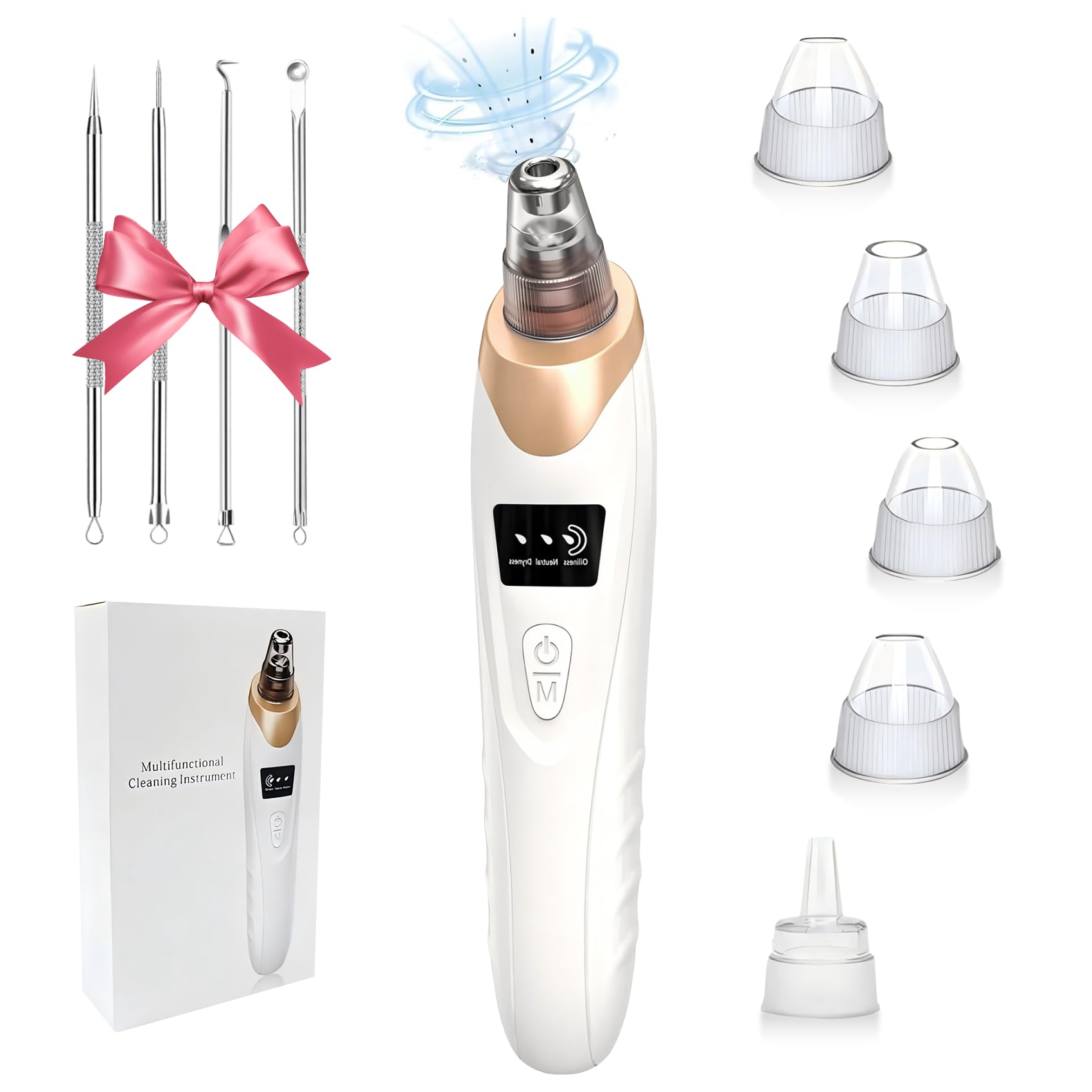 Blackhead Remover Vacuum - Professional Blackhead Extractor for Face with 3 Adjustable Suction Levels USB Rechargeable Pore Cleaner